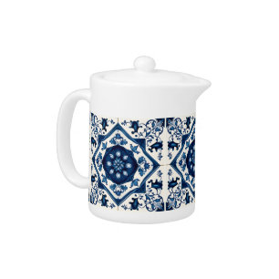 Mediterranean Tiles, Portuguese, Azulejo, Majolica Teapot