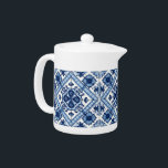 Mediterranean Tiles, Portuguese, Azulejo, Majolica Teapot<br><div class="desc">Elegant,  stylish and sophisticated pattern with Mediterranean tiles in blue and white color. Modern and trendy gift,  perfect for the Azulejo lover in your life.</div>