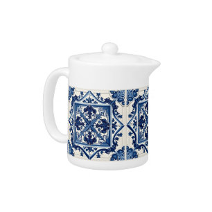 Mediterranean Tiles, Portuguese, Azulejo, Majolica Teapot