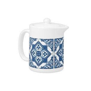Mediterranean Tiles, Portuguese, Azulejo, Majolica Teapot