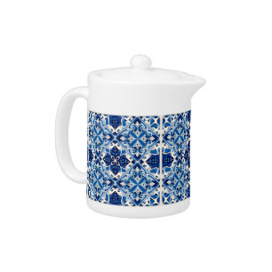 Mediterranean Tiles, Portuguese, Azulejo, Majolica Teapot