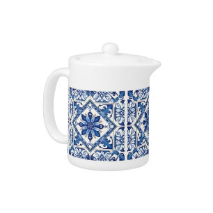 Mediterranean Tiles, Portuguese, Azulejo, Majolica Teapot