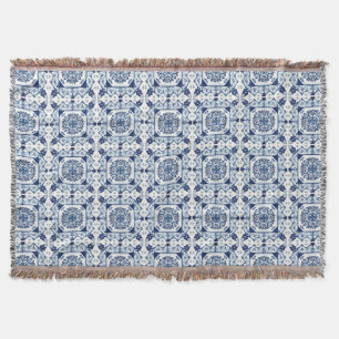 Mediterranean Tiles, Portuguese, Azulejo, Majolica Throw Blanket