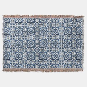 Mediterranean Tiles, Portuguese, Azulejo, Majolica Throw Blanket