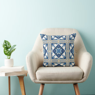 Mediterranean Tiles, Portuguese, Azulejo, Majolica Throw Pillow