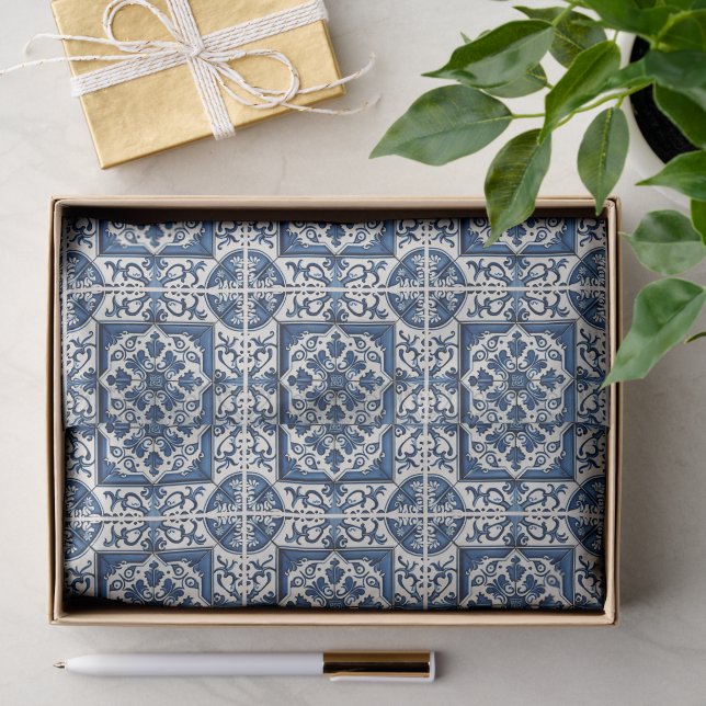Mediterranean Tiles, Portuguese, Azulejo, Majolica Tissue Paper (Gift)