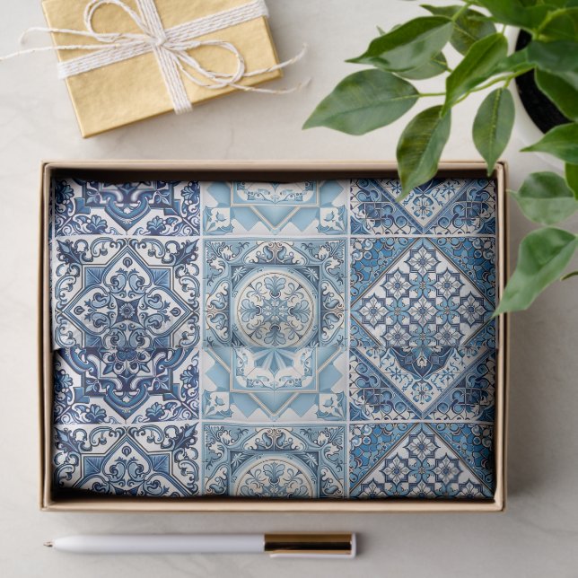 Mediterranean Tiles, Portuguese, Azulejo, Majolica Tissue Paper (Gift)