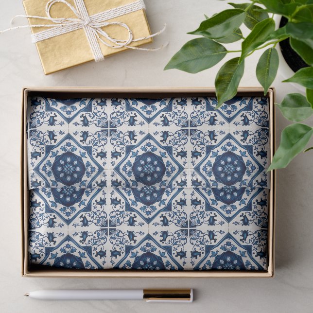 Mediterranean Tiles, Portuguese, Azulejo, Majolica Tissue Paper (Gift)