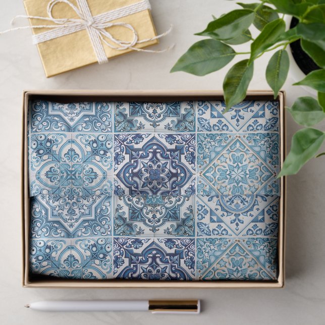 Mediterranean Tiles, Portuguese, Azulejo, Majolica Tissue Paper (Gift)