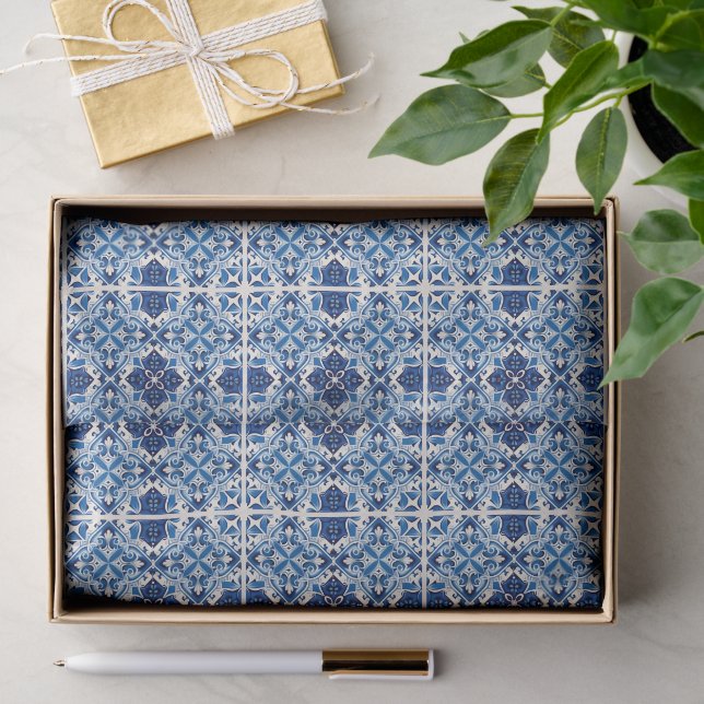 Mediterranean Tiles, Portuguese, Azulejo, Majolica Tissue Paper (Gift)