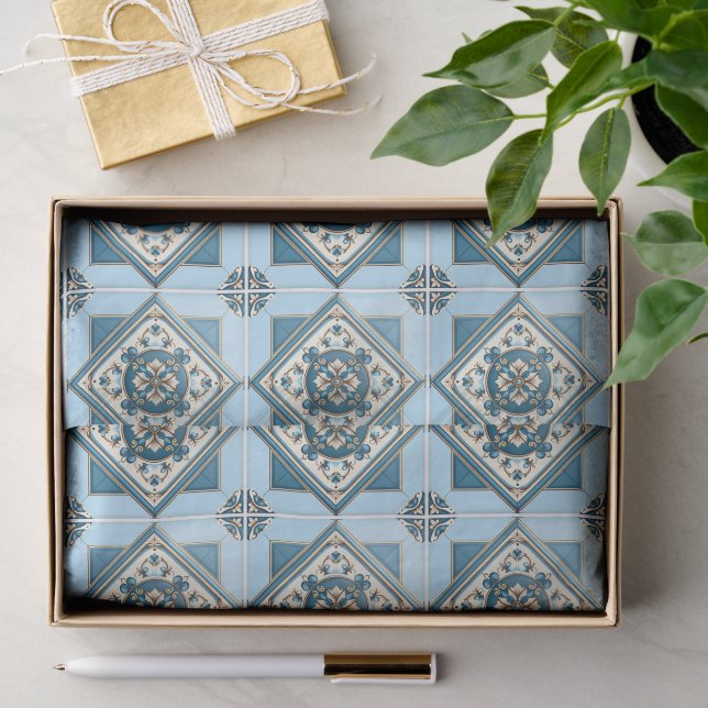 Mediterranean Tiles, Portuguese, Azulejo, Majolica Tissue Paper (Gift)