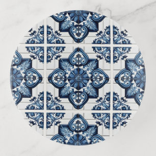 Mediterranean Tiles, Portuguese, Azulejo, Majolica Trinket Tray