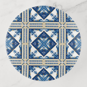 Mediterranean Tiles, Portuguese, Azulejo, Majolica Trinket Tray