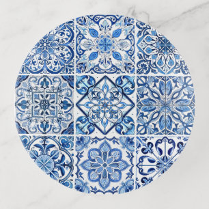 Mediterranean Tiles, Portuguese, Azulejo, Majolica Trinket Tray