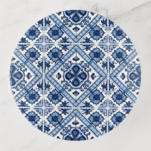 Mediterranean Tiles, Portuguese, Azulejo, Majolica Trinket Tray