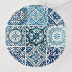 Mediterranean Tiles, Portuguese, Azulejo, Majolica Trinket Tray