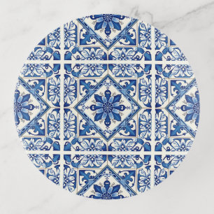 Mediterranean Tiles, Portuguese, Azulejo, Majolica Trinket Tray