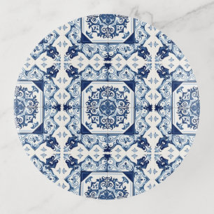 Mediterranean Tiles, Portuguese, Azulejo, Majolica Trinket Tray