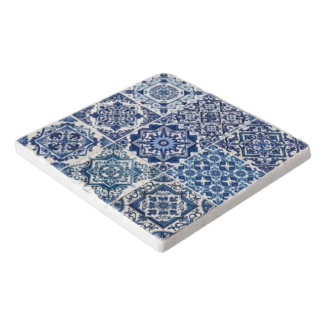 Mediterranean Tiles, Portuguese, Azulejo, Majolica Trivet (Corner)