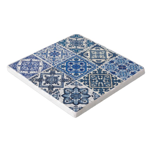 Mediterranean Tiles, Portuguese, Azulejo, Majolica Trivet (Corner)