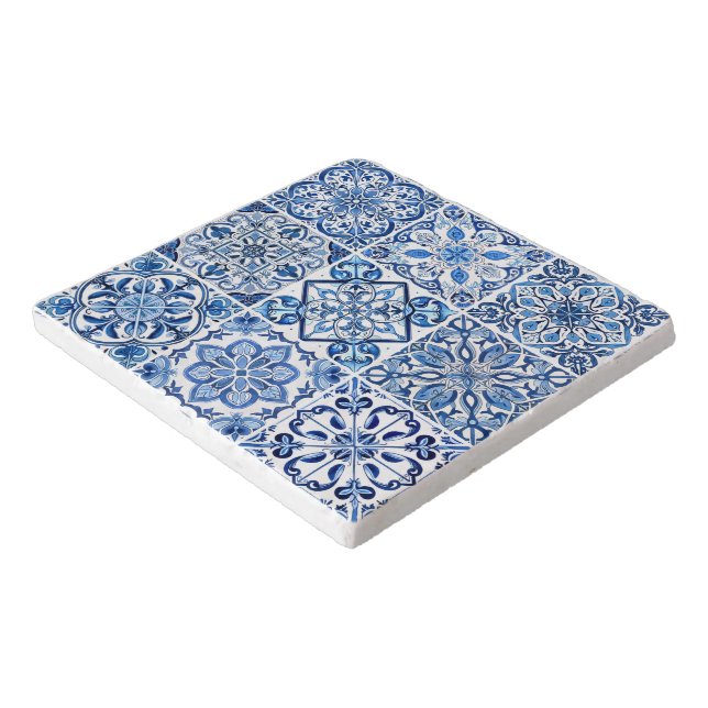 Mediterranean Tiles, Portuguese, Azulejo, Majolica Trivet (Corner)