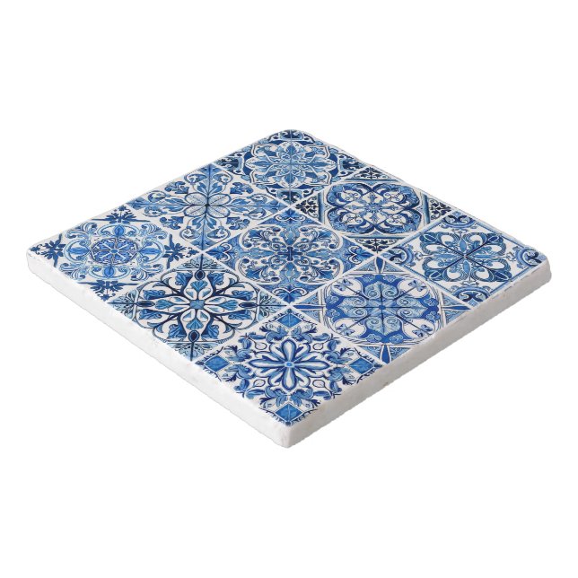 Mediterranean Tiles, Portuguese, Azulejo, Majolica Trivet (Corner)