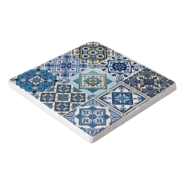 Mediterranean Tiles, Portuguese, Azulejo, Majolica Trivet (Corner)