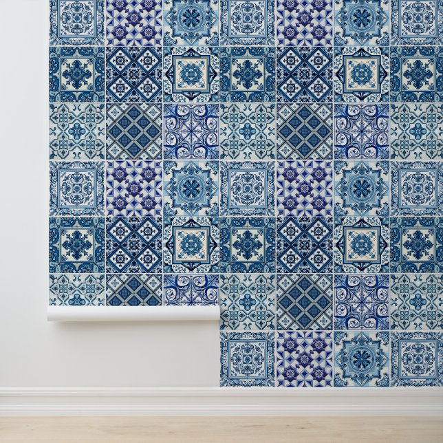 Mediterranean Tiles, Portuguese, Azulejo, Majolica Wallpaper (Application)
