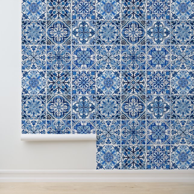 Mediterranean Tiles, Portuguese, Azulejo, Majolica Wallpaper (Application)