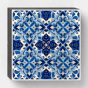 Mediterranean Tiles, Portuguese, Azulejo, Majolica Wooden Box Sign