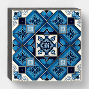 Mediterranean Tiles, Portuguese, Azulejo, Majolica Wooden Box Sign