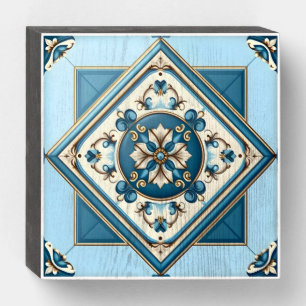 Mediterranean Tiles, Portuguese, Azulejo, Majolica Wooden Box Sign