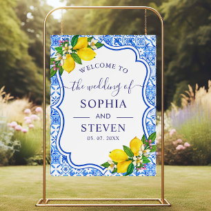 Mediterranean Tiles Summer Wedding with Lemons Foam Board