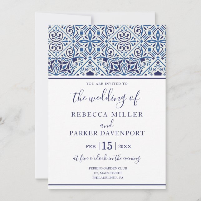 Mediterranean Tiles Wedding invitation (Front)