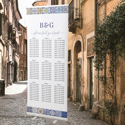 Mediterranean Tiles Wedding Seating Chart Retractable Banner