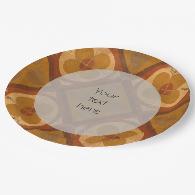 Mediterranean Traditional Ceramic Tile any Text Paper Plates (Angled)