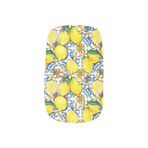 Mediterranean Traditional Pattern With Lemons Minx Nail Art