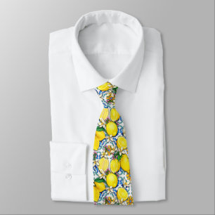 Mediterranean Traditional Pattern With Lemons Neck Tie