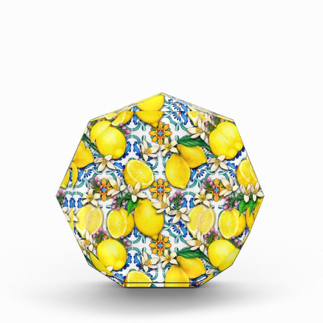 Mediterranean Traditional Pattern With Lemons Photo Block (Front)