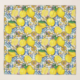 Mediterranean Traditional Pattern With Lemons Scarf
