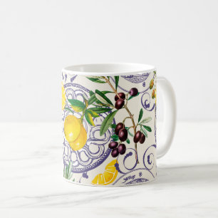 Mediterranean,Tuscan style,olives,pattern Coffee Mug