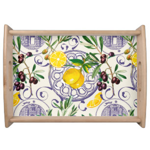 Mediterranean,Tuscan style,olives,pattern Serving Tray