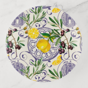 Mediterranean,Tuscan style,olives,pattern Trinket Tray