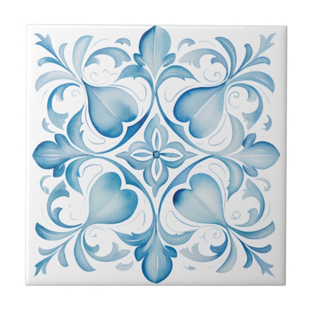Mediterranean Tuscany Blue Ceramic Tile (Front)