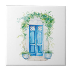 Mediterranean Tuscany Door with Greenery Ceramic Tile