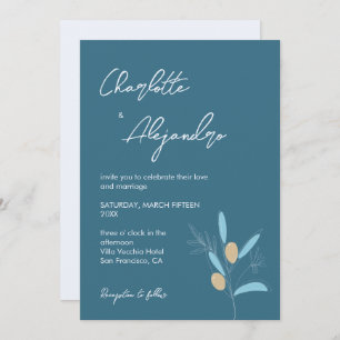 Mediterranean Vibes Wedding Invitation Blue