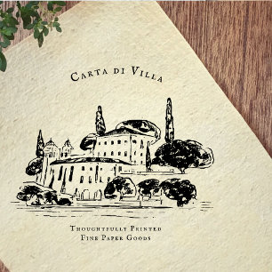 Mediterranean Villa Illustration Branding Rubber Stamp