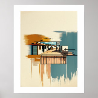 Mediterranean Villa Vintage Poster