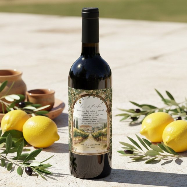 Mediterranean Vineyard Wedding  Wine Label (Creator Uploaded)