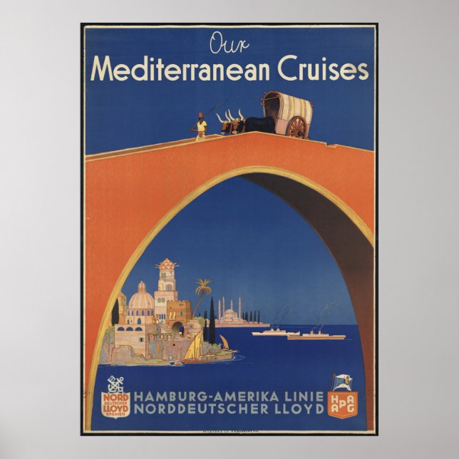 Mediterranean Vintage Travel Poster Ad Retro Print (Front)